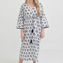 Pomegranate Inc Agra Bloom Indigo Long Caftan Coverup^ Coverups & Caftans