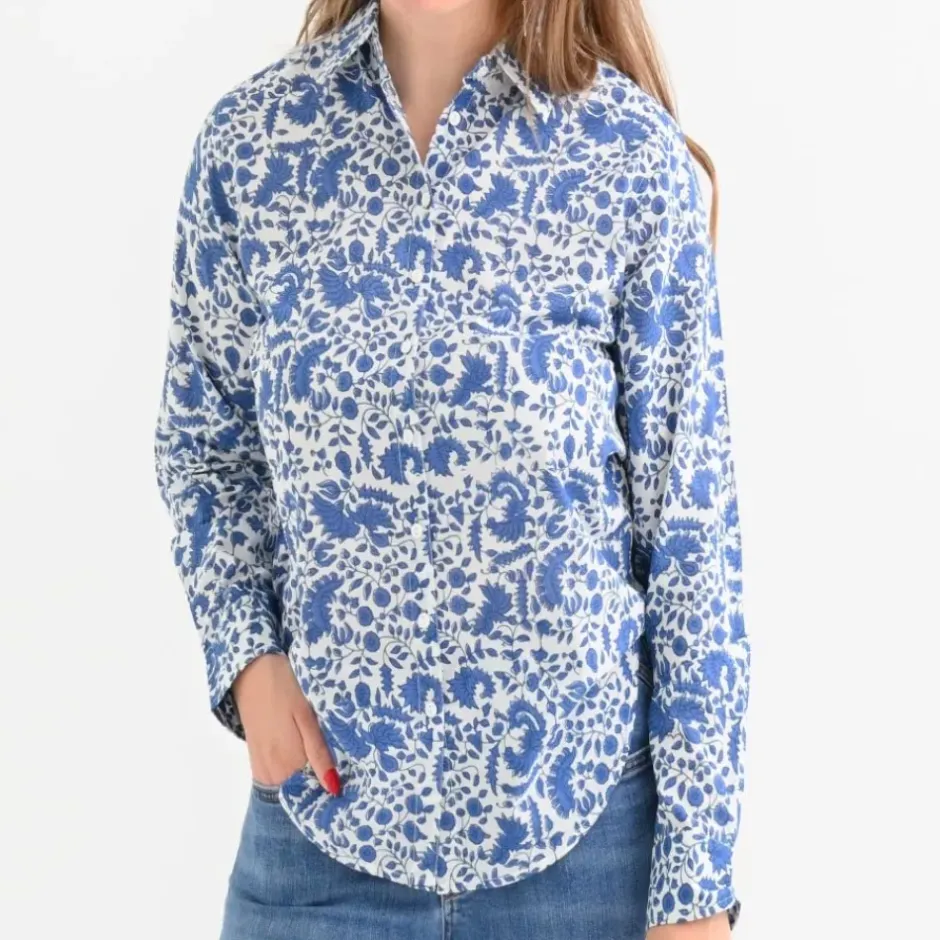 Pomegranate Inc Amaranth Blue Button Down Blouse^ Tops & Tunics