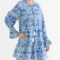 Pomegranate Inc Amaranth Blue Long Sleeve Flounce Dress^ Everyday Dresses