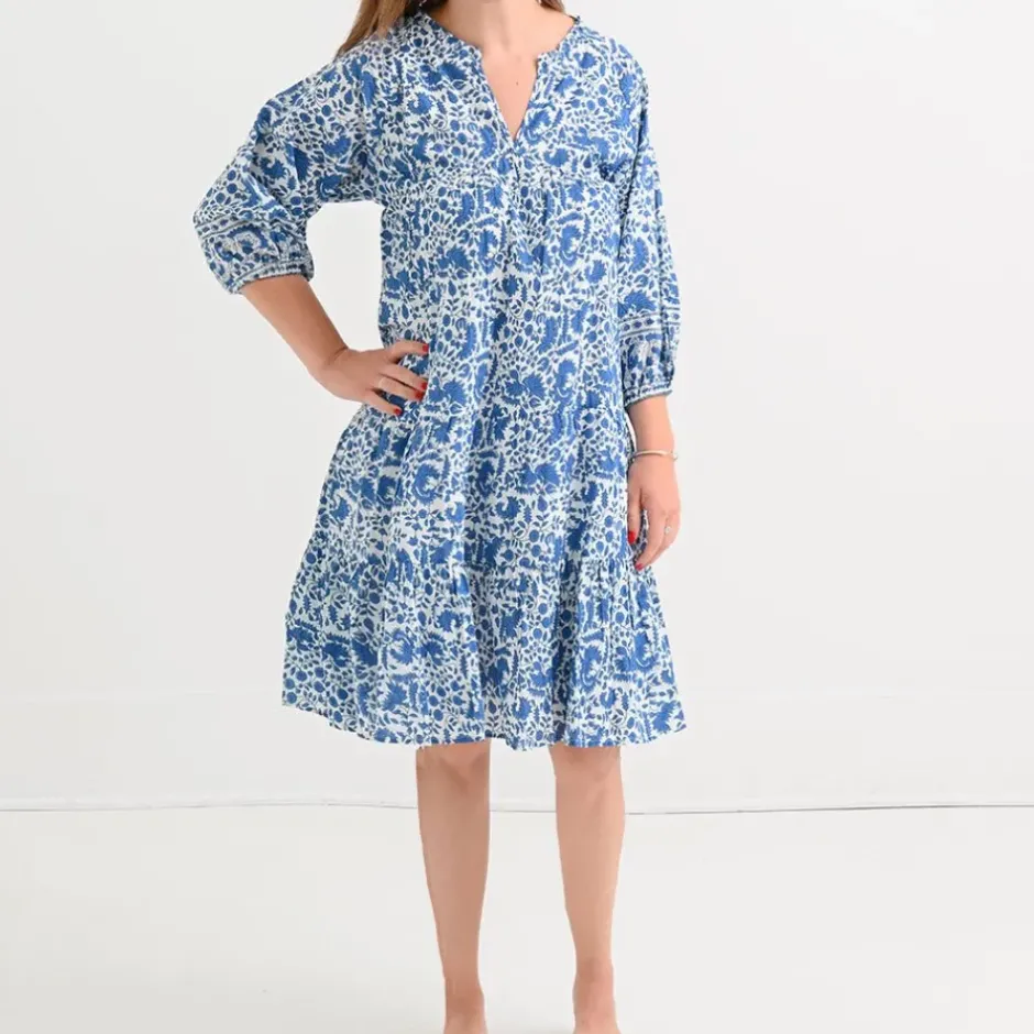 Pomegranate Inc Amaranth Blue Slit Neck Shift Dress^ Everyday Dresses