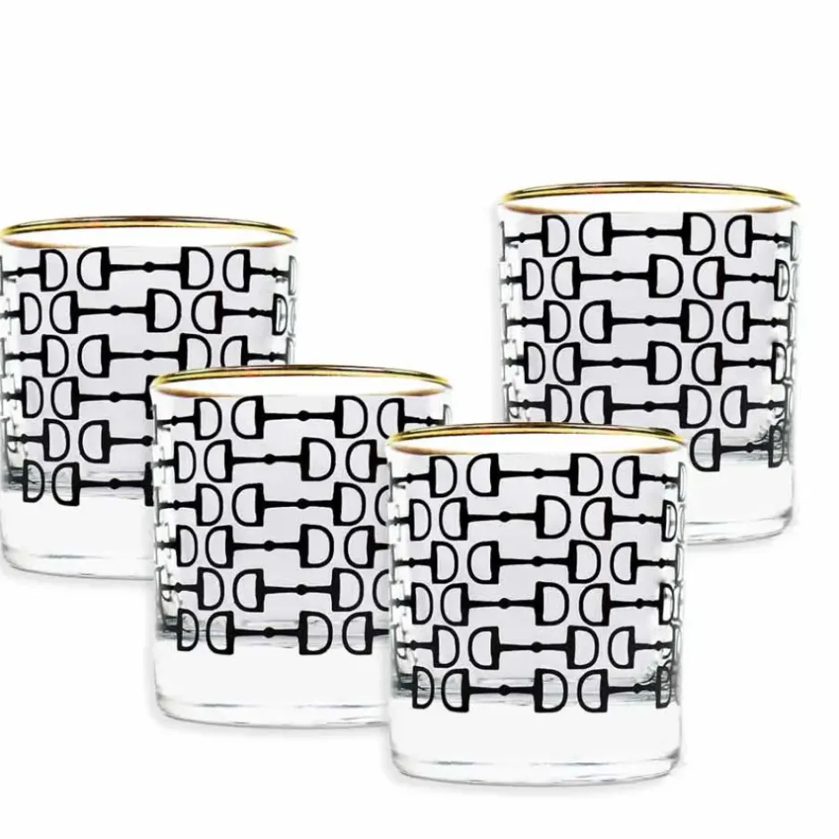 Pomegranate Inc Black Pony Club Bourbon Glass | Set of 4^ Glassware & Barware