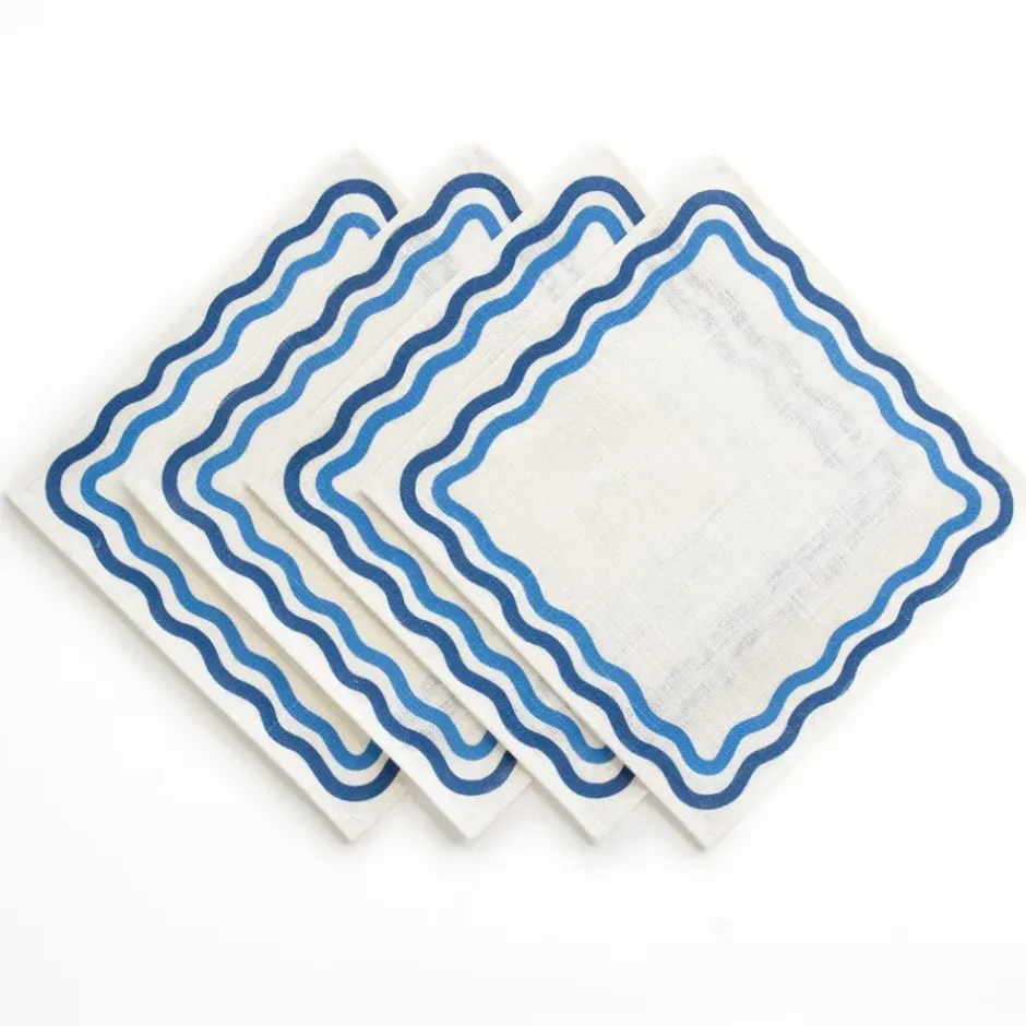 Pomegranate Inc Blue Square Wave Placemat | Set of 4^ Woven Placemats