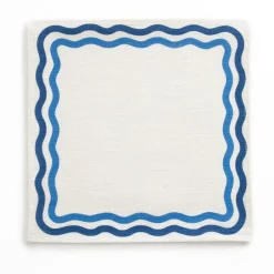 Pomegranate Inc Blue Square Wave Placemat | Set of 4^ Woven Placemats