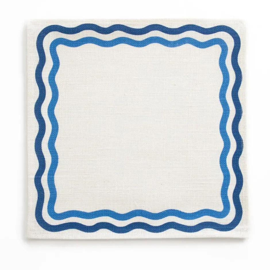 Pomegranate Inc Blue Square Wave Placemat | Set of 4^ Woven Placemats