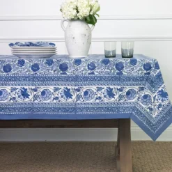 Pomegranate Inc Bohemian Floral Azure Blue & Aqua Tablecloth^ Tablecloths