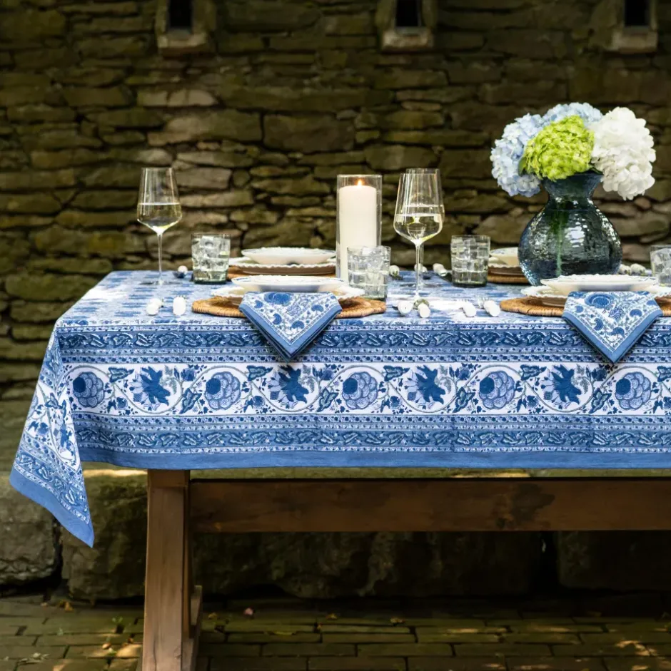 Pomegranate Inc Bohemian Floral Azure Blue & Aqua Tablecloth^ Tablecloths