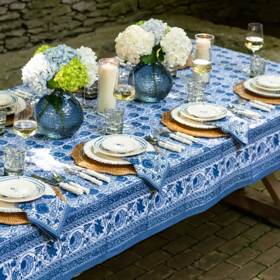 Pomegranate Inc Bohemian Floral Azure Blue & Aqua Tablecloth^ Tablecloths