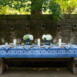 Pomegranate Inc Bohemian Floral Azure Blue & Aqua Tablecloth^ Tablecloths