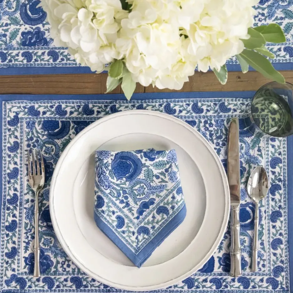 Pomegranate Inc Bohemian Floral Azure Blue & Aqua Placemat | Set of 4^ Printed Placemats