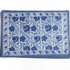 Pomegranate Inc Bohemian Floral Azure Blue & Aqua Placemat | Set of 4^ Printed Placemats