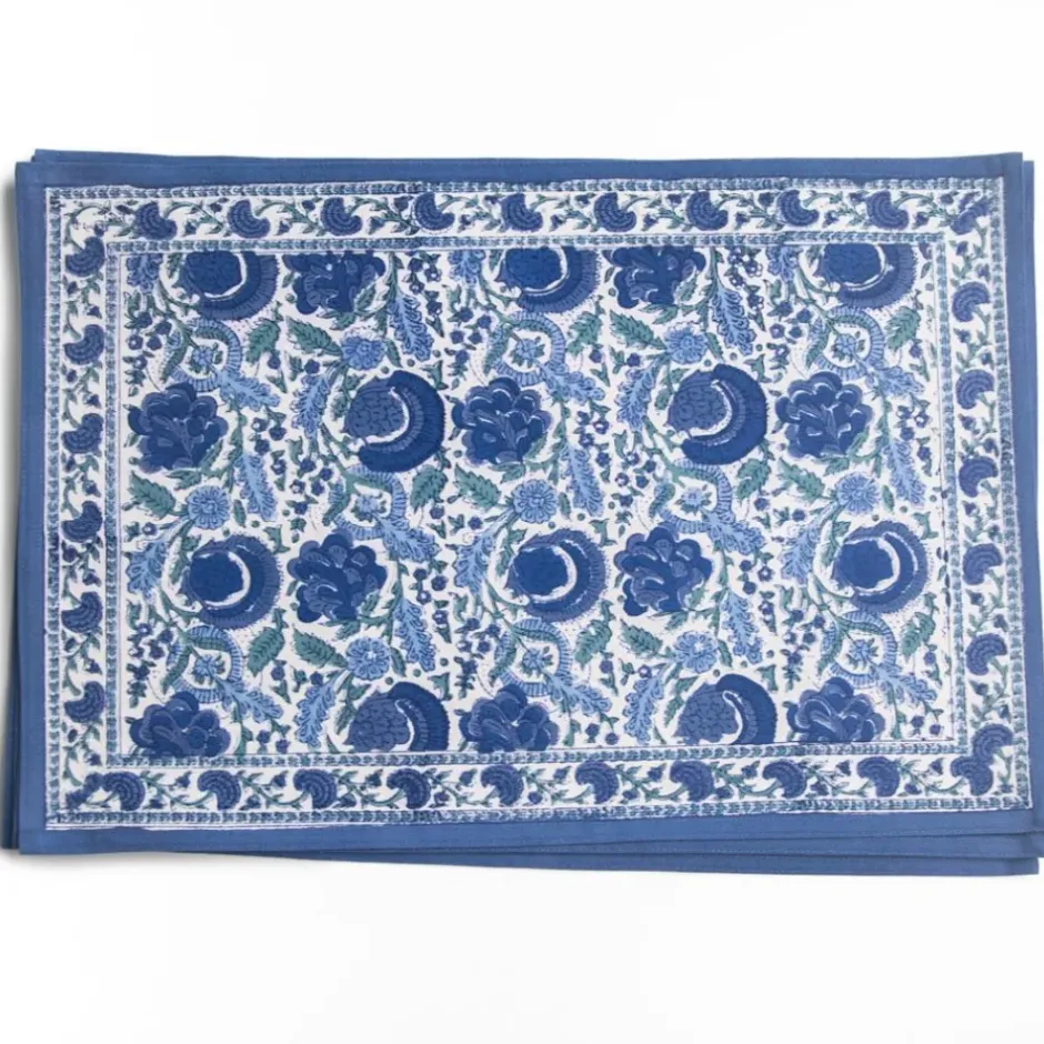 Pomegranate Inc Bohemian Floral Azure Blue & Aqua Placemat | Set of 4^ Printed Placemats