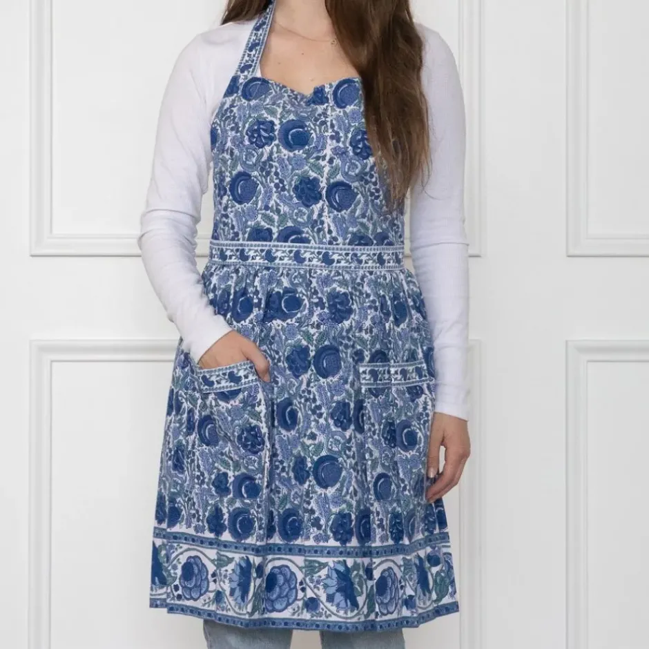 Pomegranate Inc Bohemian Floral Azure Blue & Aqua Apron^ Aprons