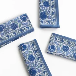 Pomegranate Inc Bohemian Floral Azure Blue & Aqua Napkin | Set of 4^ Napkins