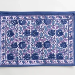 Pomegranate Inc Bohemian Floral Blues & Purple Placemat | Set of 4^ Printed Placemats