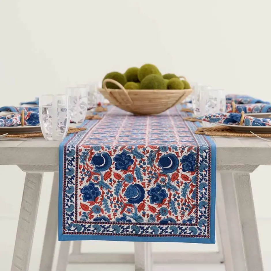 Pomegranate Inc Bohemian Floral Blues & Paprika Table Runner^ Table Runners