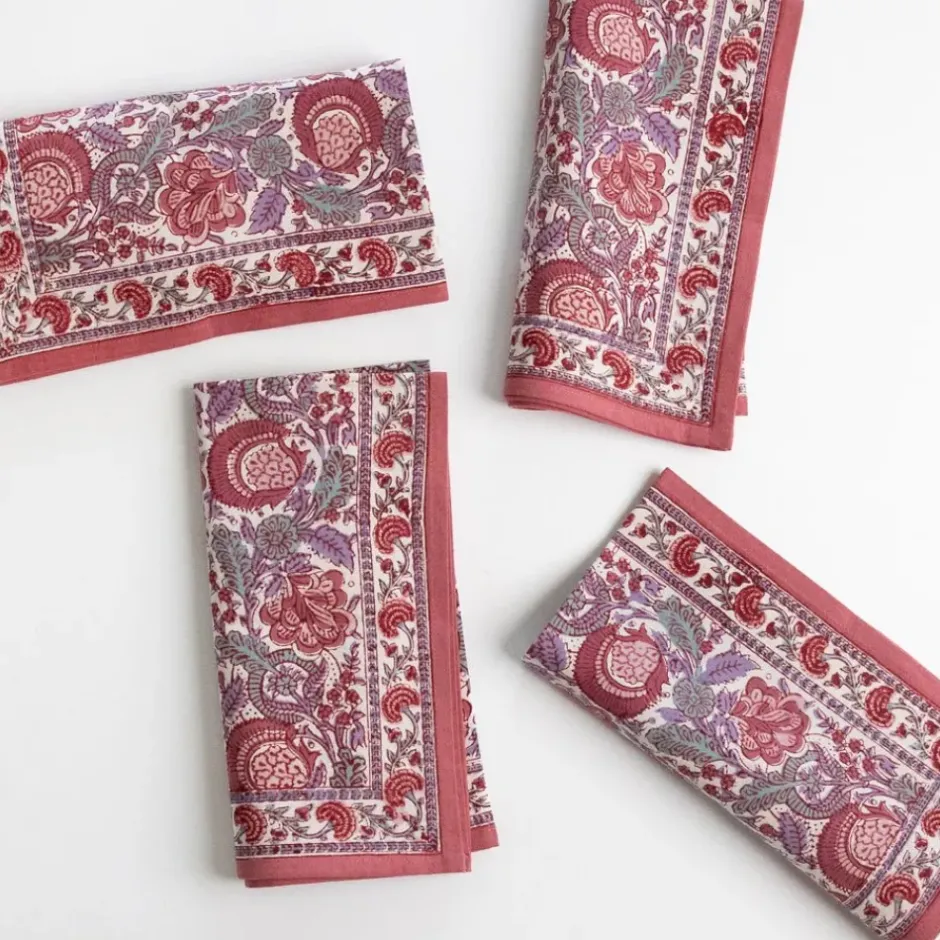 Pomegranate Inc Bohemian Floral Dusty Rose Napkin | Set of 4^ Napkins