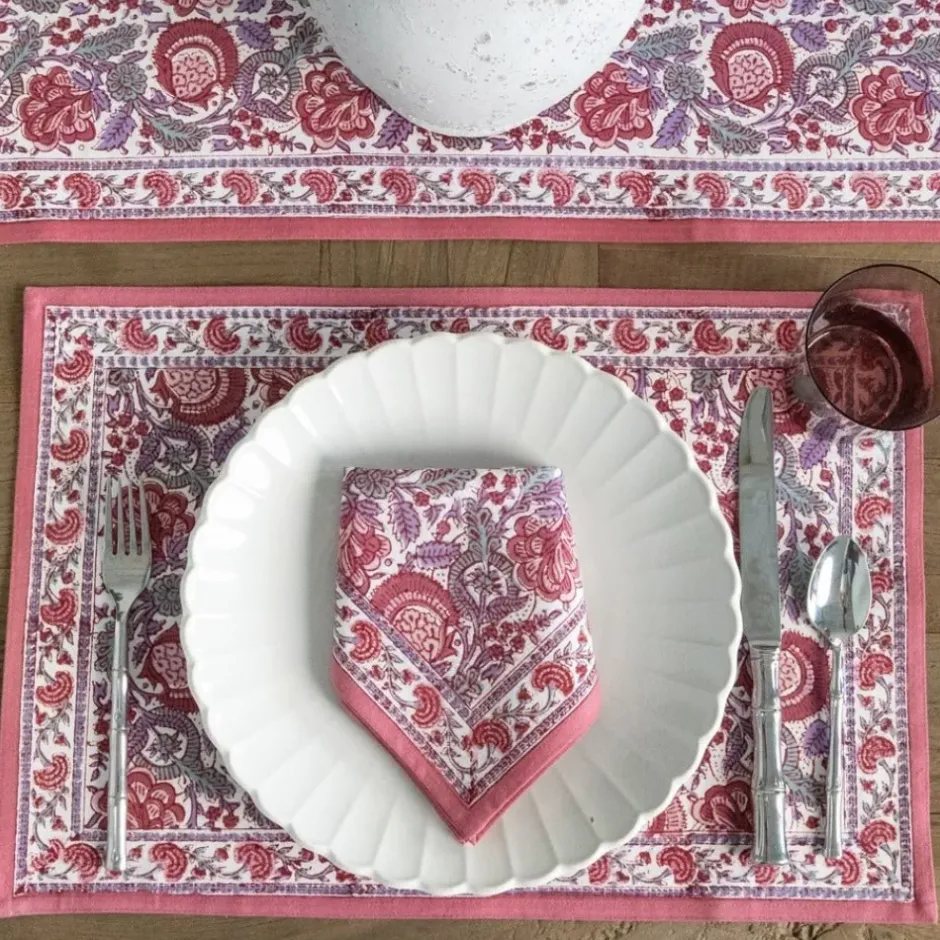 Pomegranate Inc Bohemian Floral Dusty Rose Placemat | Set of 4^ Printed Placemats