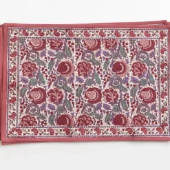 Pomegranate Inc Bohemian Floral Dusty Rose Placemat | Set of 4^ Printed Placemats