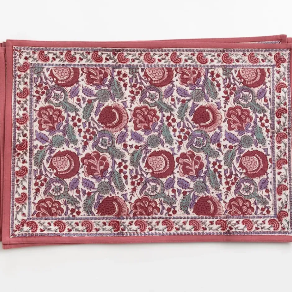 Pomegranate Inc Bohemian Floral Dusty Rose Placemat | Set of 4^ Printed Placemats