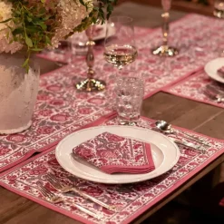 Pomegranate Inc Bohemian Floral Dusty Rose Placemat | Set of 4^ Printed Placemats