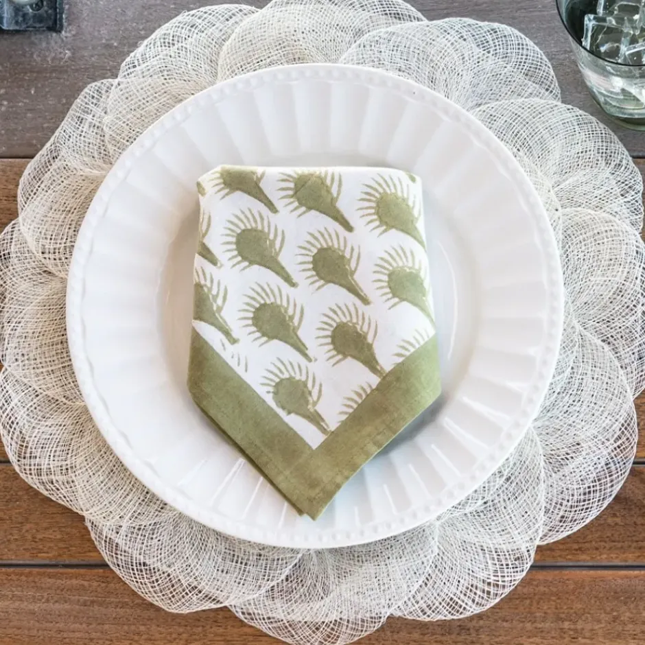 Pomegranate Inc Bone Woven Cloud Placemat | Set of 4^ Woven Placemats