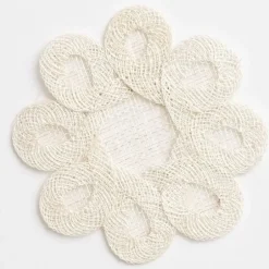 Pomegranate Inc Bone Woven Doodles Coaster | Set of 4^ Woven Placemats
