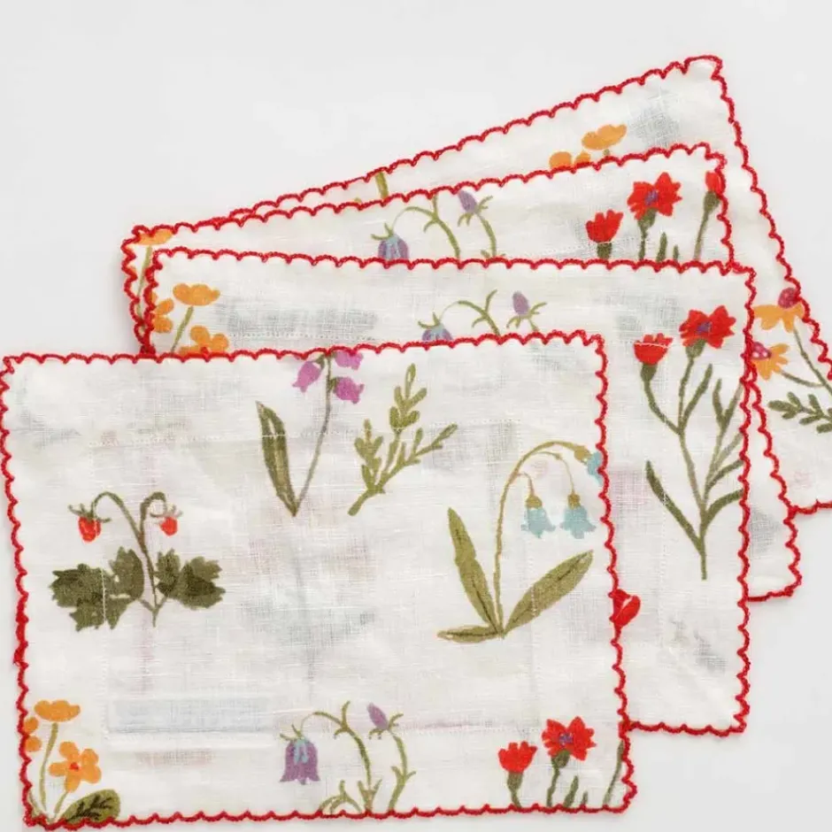 Pomegranate Inc Botanical Garden Linen Cocktail Napkin | Set of 4^ Cocktail Napkins