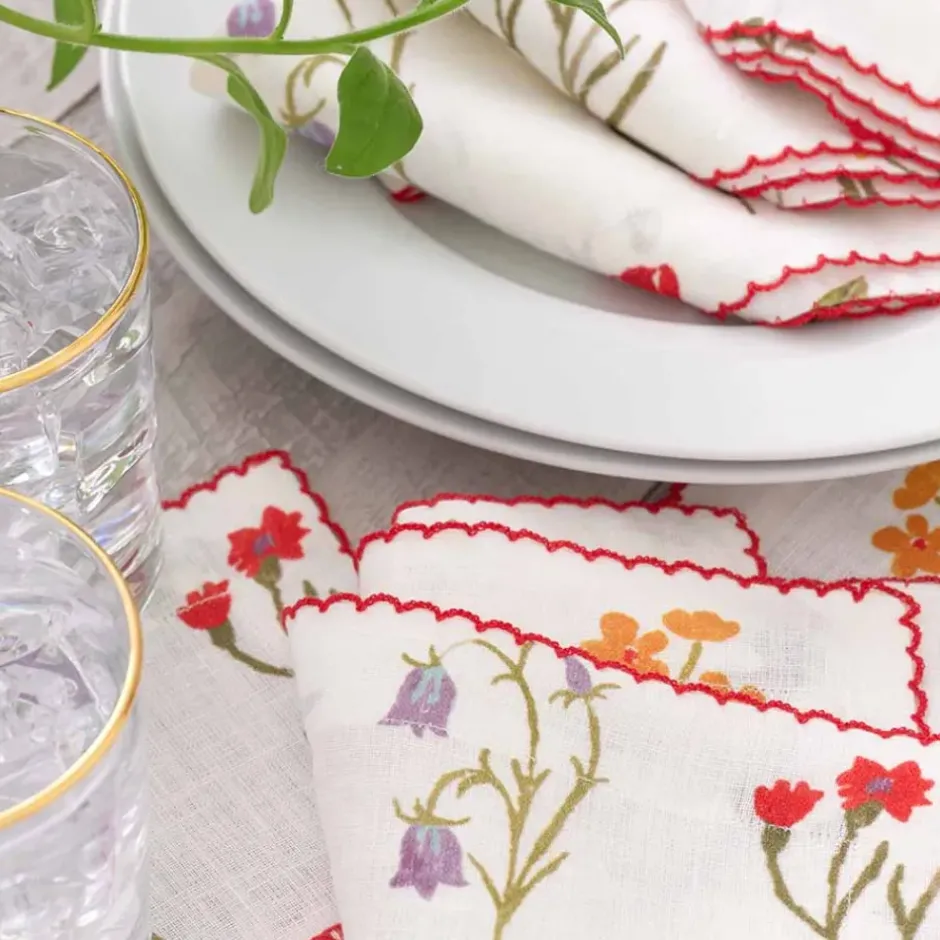 Pomegranate Inc Botanical Garden Linen Cocktail Napkin | Set of 4^ Cocktail Napkins