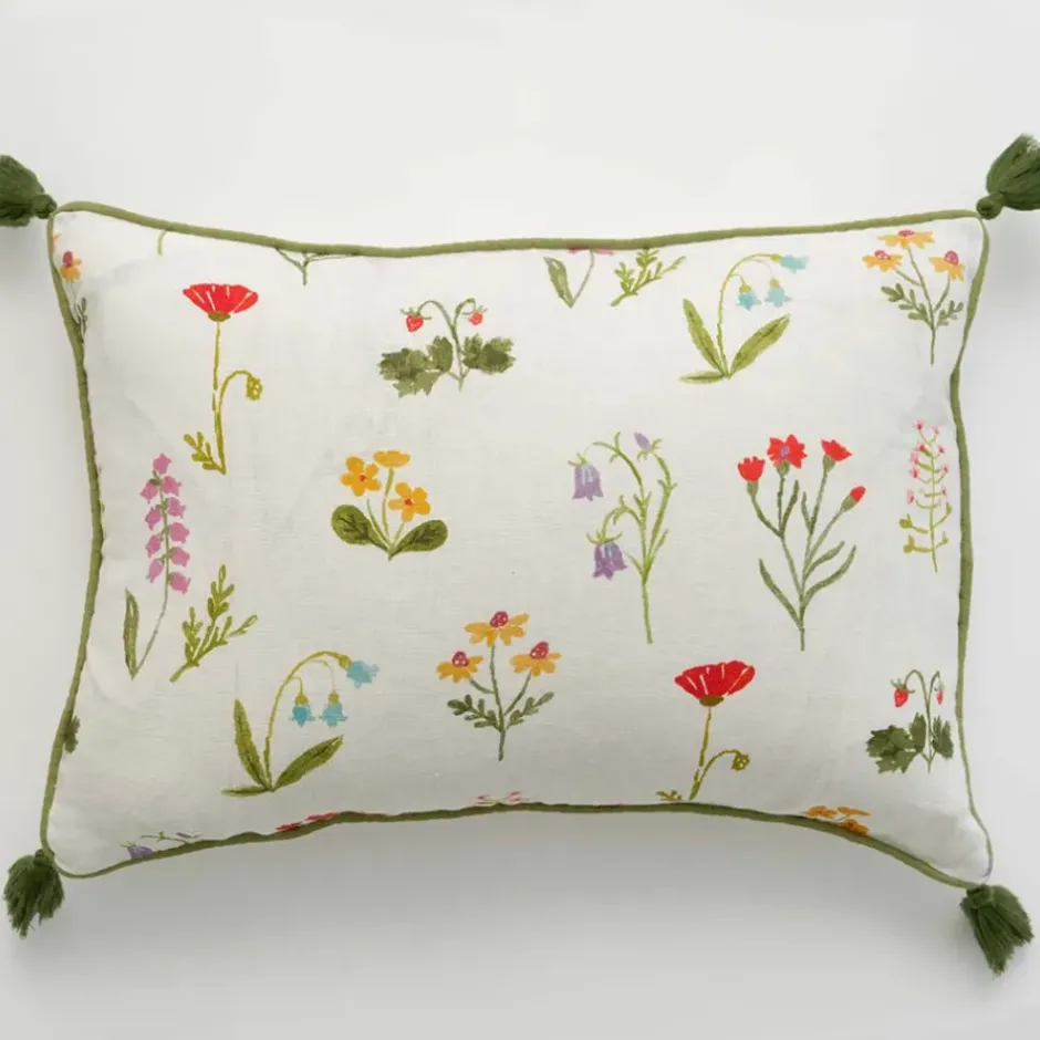 Pomegranate Inc Botanical Garden Linen Lumbar Pillow Cover^ Quilts, Pillows & Throws