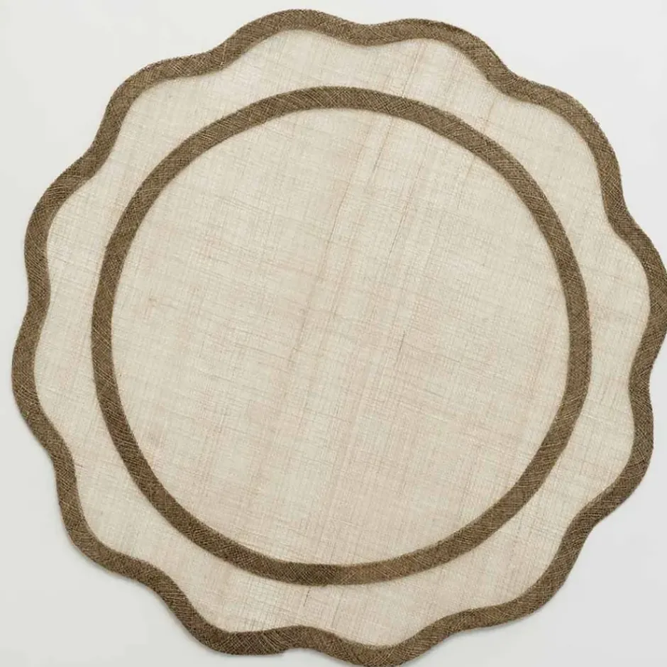 Pomegranate Inc Brown Scalloped Rice Paper Placemats^ Woven Placemats