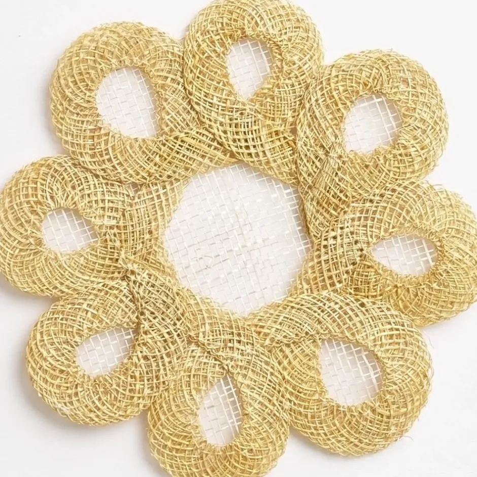 Pomegranate Inc Buttercream Woven Doodles Coaster | Set of 4^ Woven Placemats