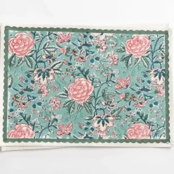 Pomegranate Inc Butterfly Garden Aqua & Rose Placemat | Set of 4^ Printed Placemats