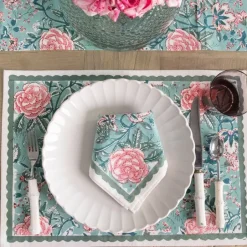 Pomegranate Inc Butterfly Garden Aqua & Rose Placemat | Set of 4^ Printed Placemats