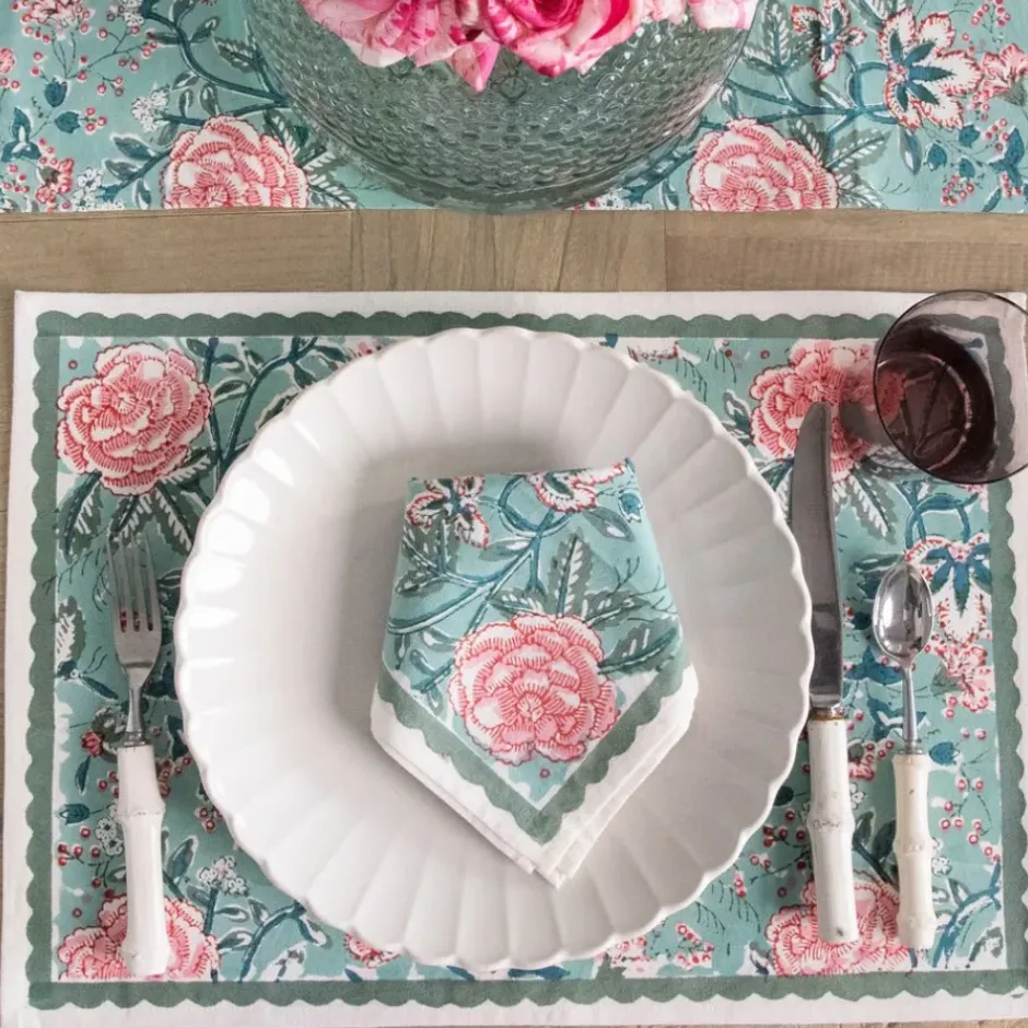 Pomegranate Inc Butterfly Garden Aqua & Rose Placemat | Set of 4^ Printed Placemats