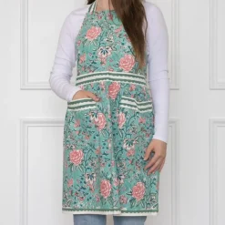 Pomegranate Inc Butterfly Garden Aqua & Rose Apron^ Aprons