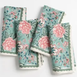 Pomegranate Inc Butterfly Garden Aqua & Rose Napkin | Set of 4^ Napkins