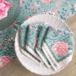 Pomegranate Inc Butterfly Garden Aqua & Rose Napkin | Set of 4^ Napkins