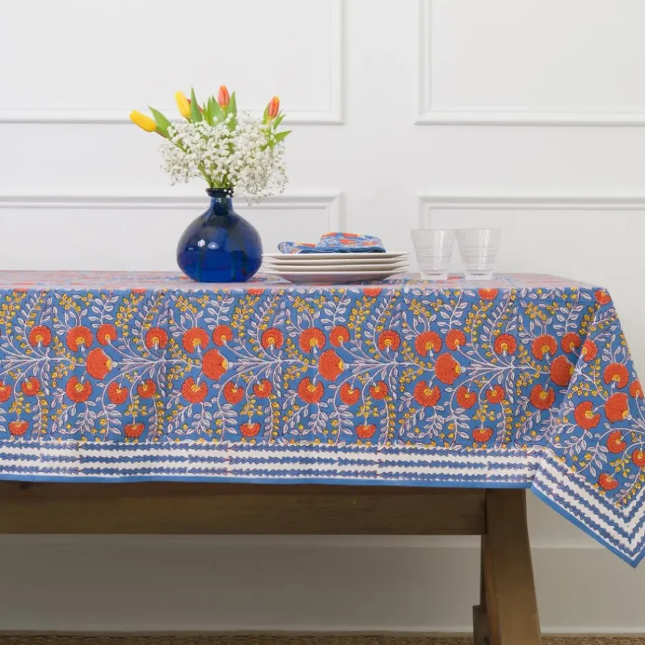 Pomegranate Inc Cactus Flower Blue & Poppy Tablecloth^ Tablecloths