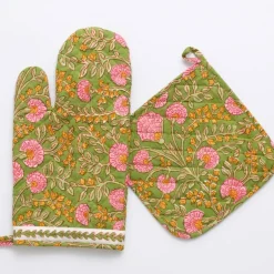 Pomegranate Inc Cactus Flower Fern & Flamingo Oven Mitt Set^ Oven Mitts