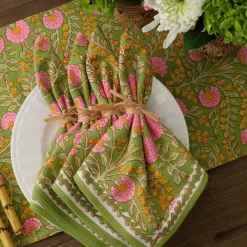 Pomegranate Inc Cactus Flower Fern & Flamingo Napkin | Set of 4^ Napkins