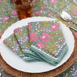 Pomegranate Inc Cactus Flower Jade Napkin | Set of 4^ Napkins