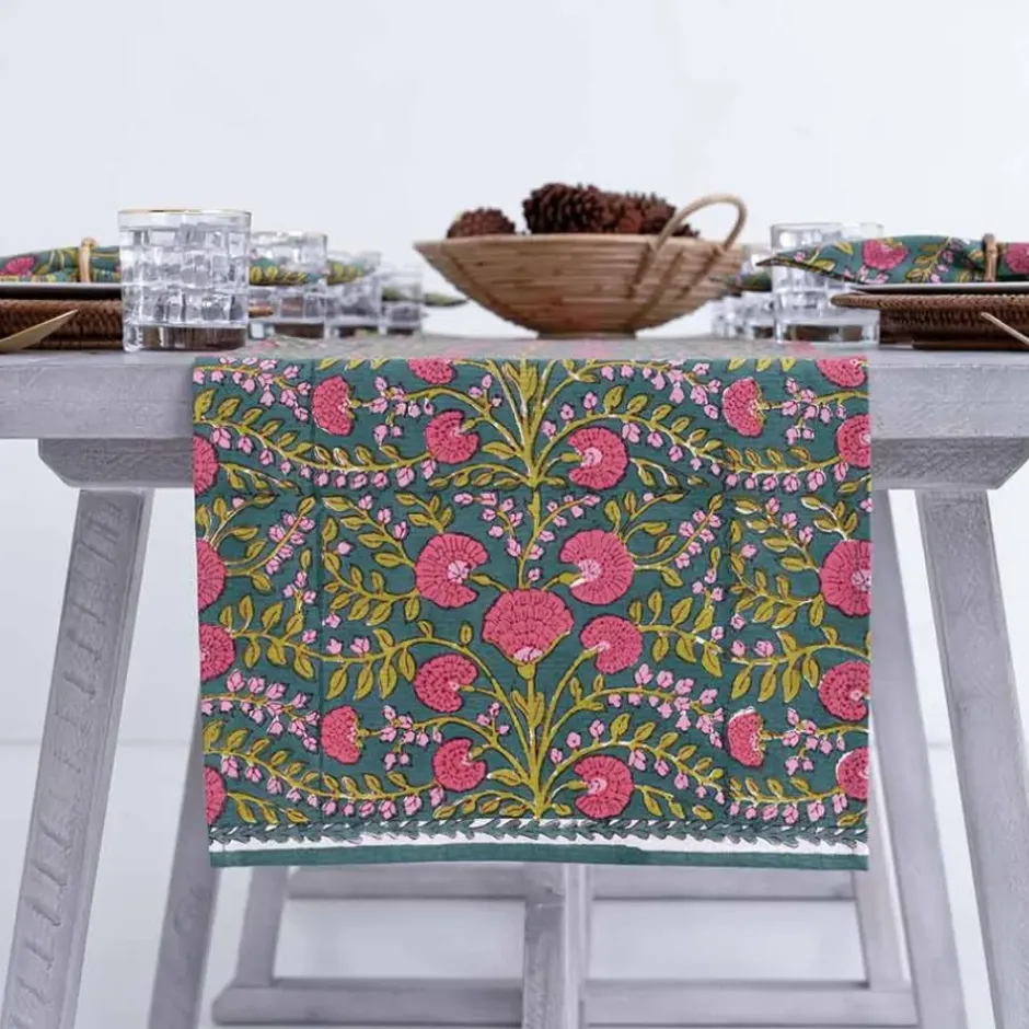 Pomegranate Inc Cactus Flower Jade Table Runner^ Table Runners