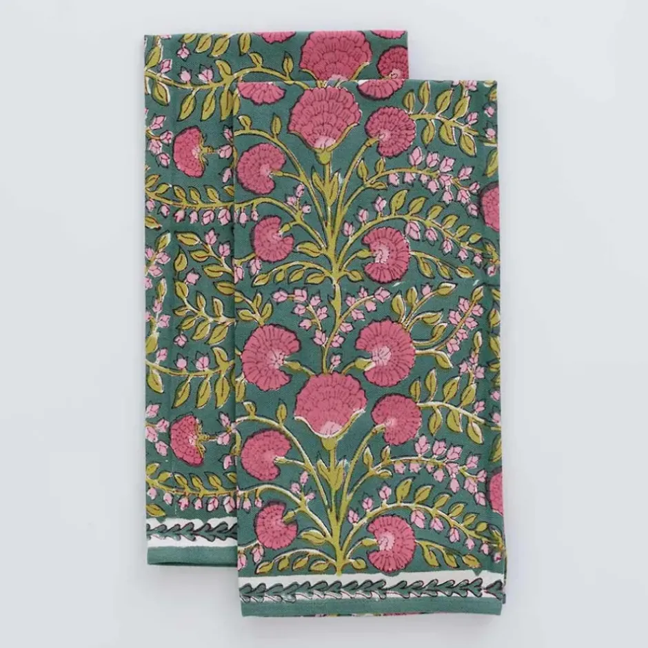 Pomegranate Inc Cactus Flower Jade Tea Towels^ Tea Towels