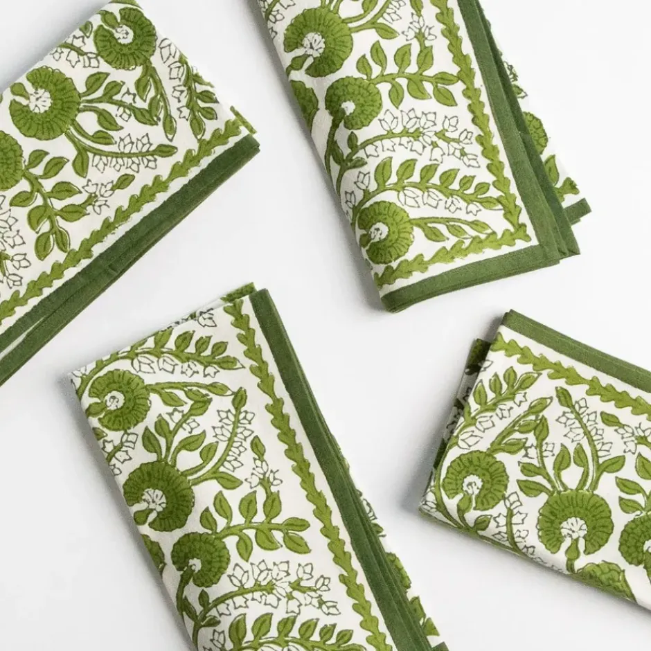 Pomegranate Inc Cactus Flower Lettuce Green Napkin | Set of 4^ Napkins