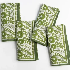 Pomegranate Inc Cactus Flower Lettuce Green Napkin | Set of 4^ Napkins