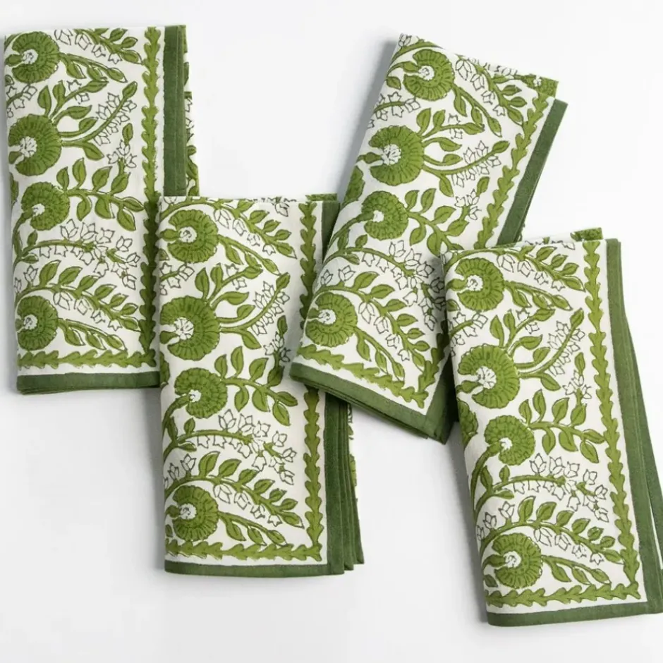 Pomegranate Inc Cactus Flower Lettuce Green Napkin | Set of 4^ Napkins