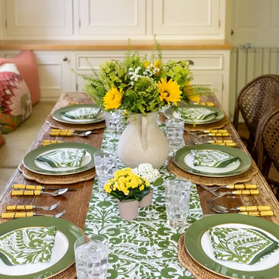 Pomegranate Inc Cactus Flower Lettuce Green Table Runner^ Table Runners