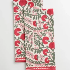 Pomegranate Inc Cactus Flower Scarlet & Rose Tea Towels^ Tea Towels
