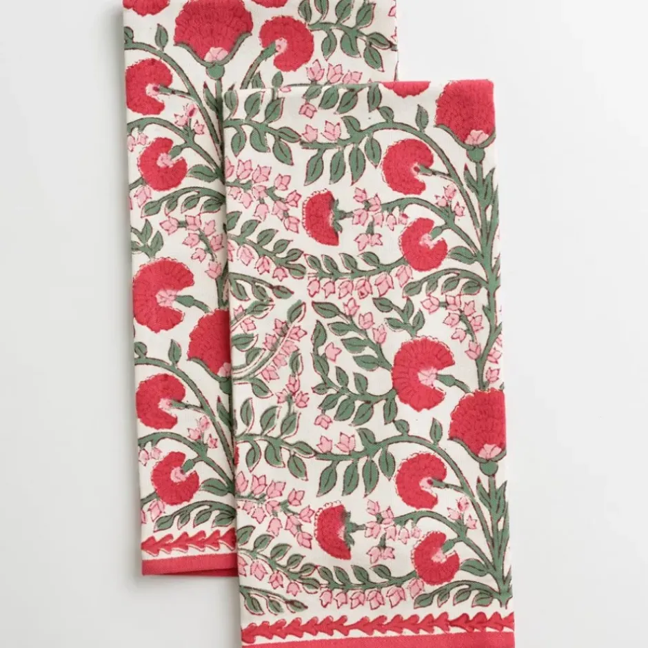 Pomegranate Inc Cactus Flower Scarlet & Rose Tea Towels^ Tea Towels