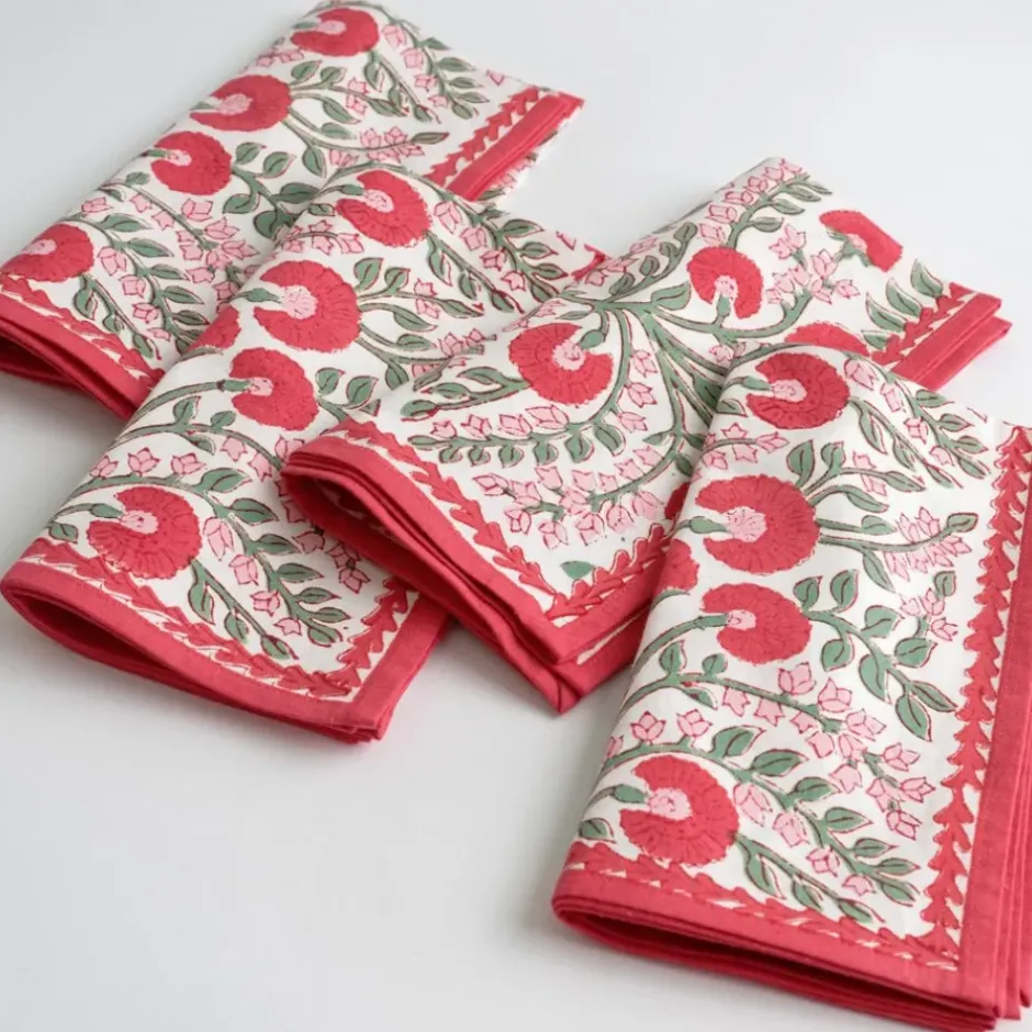 Pomegranate Inc Cactus Flower Scarlet & Rose Napkin | Set of 4^ Napkins